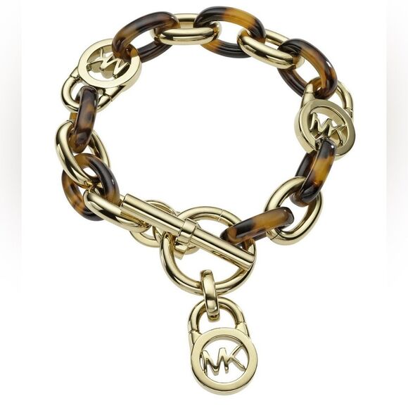 Michael Kors Goldtone Tortoise Acetate Link Bracelet - Picture 1 of 5